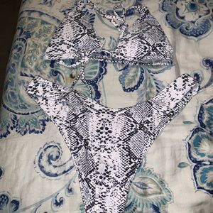 White snake print bikini